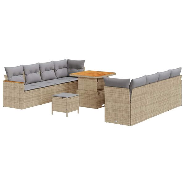 vidaXL Gartensofa-set mit Kissen 12 pcs Beige Poly-Rattan
