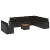 vidaXL 11-tlg. Garten-Sofagarnitur mit Kissen Schwarz Poly Rattan