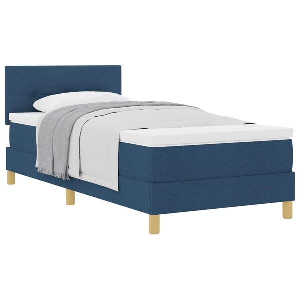 vidaXL Boxspringbett mit Matratze mit Kopfteil Blau 90 x 200 cm Stoff