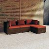 vidaXL 4-tlg. Garten-Lounge-Set mit Auflagen Poly Rattan Braun