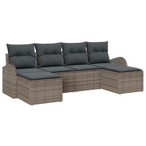 vidaXL Sofa Set mit Kissen mit Speicher 6 pcs Grau Poly-Rattan