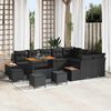 vidaXL Gartensofa-set mit Kissen 13 pcs Schwarz Poly Rattan
