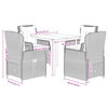 vidaXL 5-tlg. Garten-Essgruppe mit Kissen Braun Poly Rattan