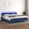 vidaXL Boxspringbett mit Matratze & LED Blau 200x200 cm Stoff