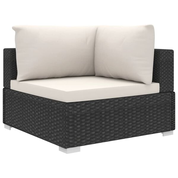 vidaXL 5-tlg. Garten-Lounge-Set mit Auflagen Poly Rattan Schwarz
