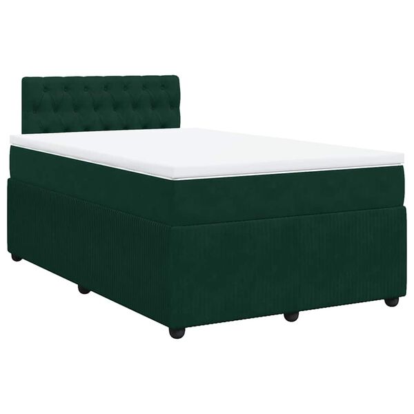 vidaXL Boxspringbett mit Matratze Dunkelgr&uuml;n 120x190 cm Samt