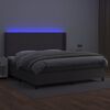 vidaXL Boxspringbett mit Matratze & LED Grau 200x200 cm Kunstleder