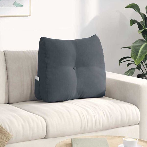vidaXL R&uuml;ckenkissen Dunkelgrau 60 x 24 x 50 cm Samt