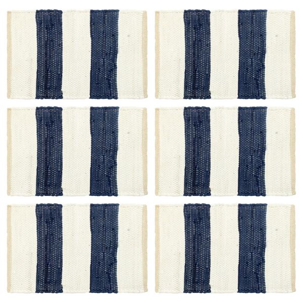 vidaXL Tischsets 6 Stk. Chindi Gestreift Blau und Wei&szlig; 30x45 cm