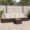 vidaXL Sofa Set mit Kissen 5 pcs Braun und Creme Poly Rattan