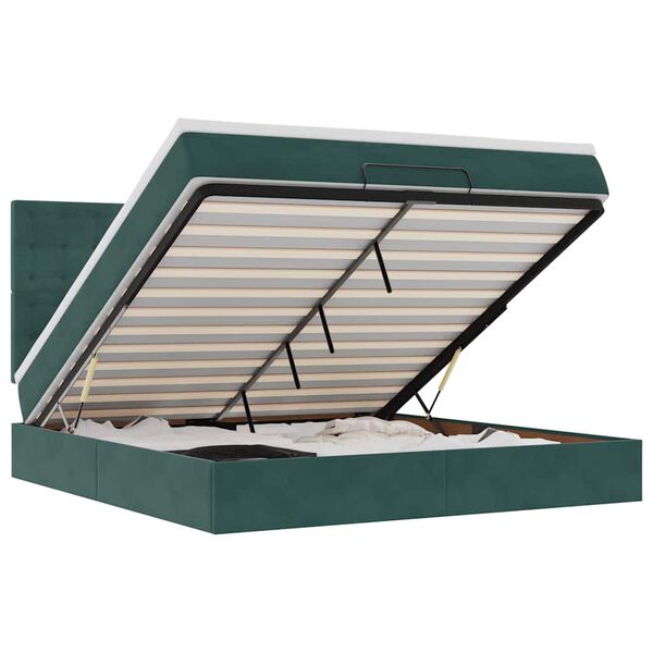 vidaXL Ottoman-Bett mit Matratzen Dunkelgr&uuml;n 180x200 cm Samt
