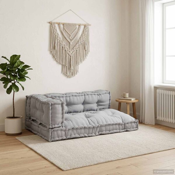 vidaXL Pallet Sofa Kissen 3 pcs Grau 120 x 80 x 38 cm Stoff