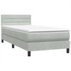 vidaXL Boxspringbett mit Matratze & LED Hellgrau 90x210 cm Samt
