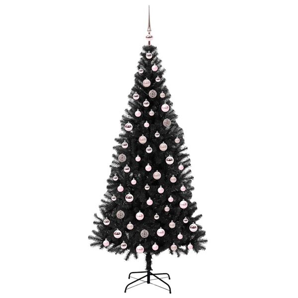 vidaXL Weihnachtsbaum mit 300 LEDs mit St&auml;nder Schwarz 210 cm PVC