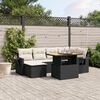 vidaXL 7-tlg. Garten-Sofagarnitur mit Kissen Schwarz Poly Rattan