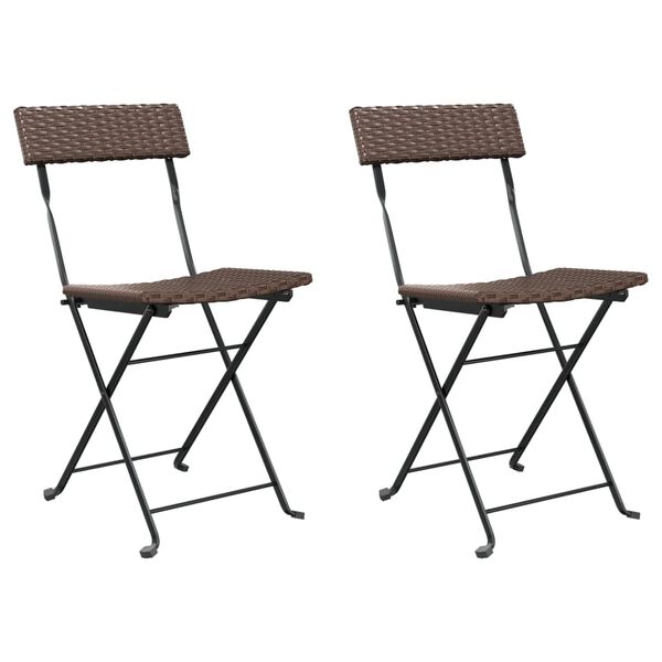 vidaXL Bistrostühle 2 Stk. Klappbar Braun Poly Rattan und Stahl