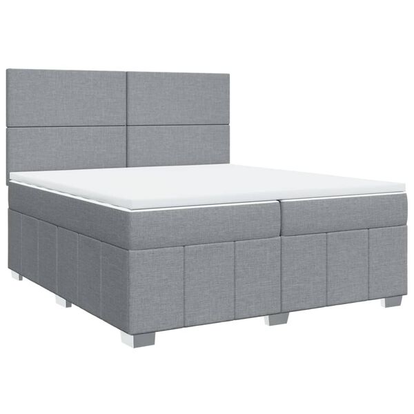 vidaXL Boxspringbett mit Matratze Hellgrau 200x200 cm Stoff