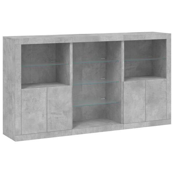 vidaXL Sideboard mit LED-Leuchten Betongrau 181,5x37x100 cm