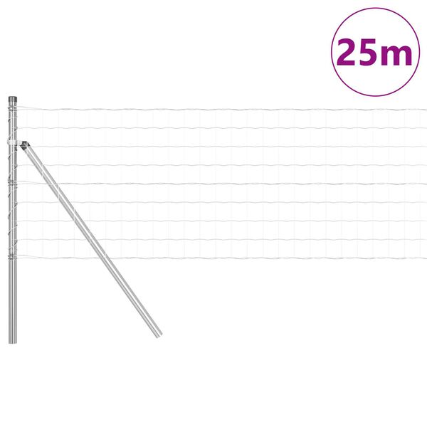 vidaXL Zaun mit Pfosten Silber 0,6 x 25 m Stahl und PVC
