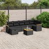 vidaXL 7-tlg. Garten-Sofagarnitur mit Kissen Schwarz Poly Rattan