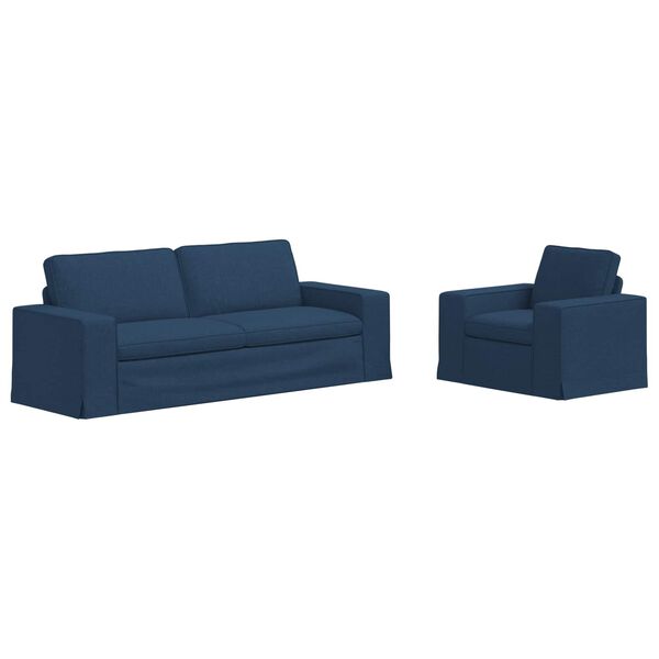 vidaXL Sofa 2 pcs Blau Gesamtabmessungen: 222 x 80 x 82 cm (B x T x H)