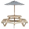vidaXL Picknicktisch f&uuml;r 6 Kinder mit Sonnenschirm Sechseckig Tanne