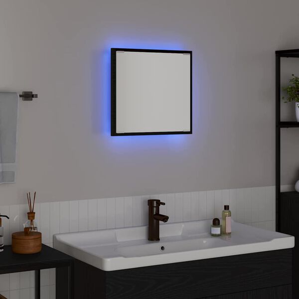 vidaXL LED Badezimmer Spiegel Schwarz Eichen-Optik 40 x 8,5 x 37 cm