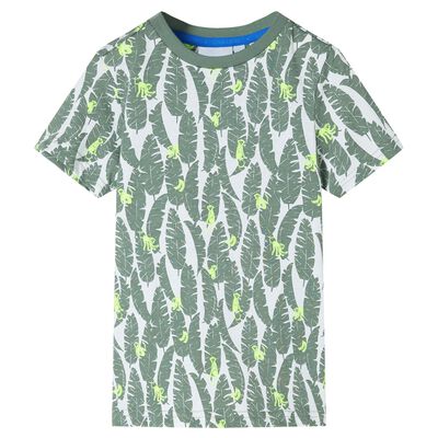 Kinder-T-Shirt Ecru und Dunkles Efeugrün 92
