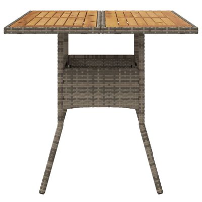 vidaXL Gartentisch mit Akazienholz-Platte Grau 80x80x75 cm Poly Rattan