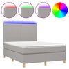 vidaXL Boxspringbett mit Matratze & LED Hellgrau 140x190 cm Stoff