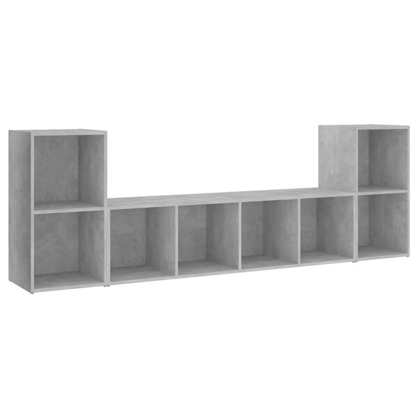 vidaXL 3-tlg. TV-Schrank-Set Betongrau Holzwerkstoff