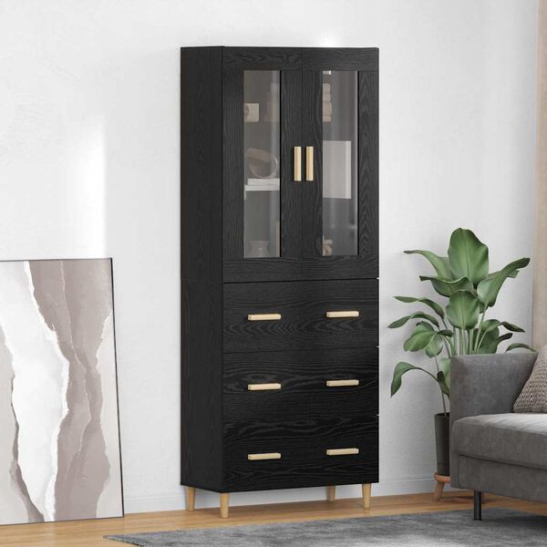 vidaXL Highboard Schwarz Eichen-Optik 69,5 x 34 x 180 cm