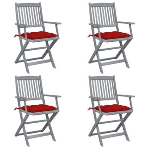 vidaXL Klappbare Gartenst&uuml;hle 4 Stk. mit Kissen Massivholz Akazie