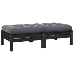 vidaXL Gartensofa 2-Sitzer mit Kissen in Schwarz Massivholz Kiefer