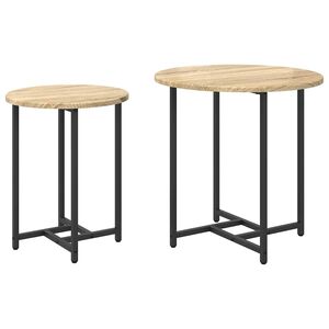 vidaXL Beistelltisch-Set 2 pcs Sonoma Eiche und Schwarz