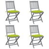 vidaXL Klappbare Gartenst&uuml;hle 4 Stk. mit Kissen Massivholz Akazie