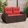 vidaXL Gartensofa mit Kissen 2-Sitzer Braun Poly Rattan