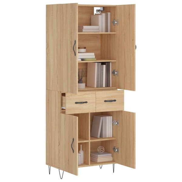 vidaXL Highboard Sonoma-Eiche 69,5x34x180 cm Holzwerkstoff