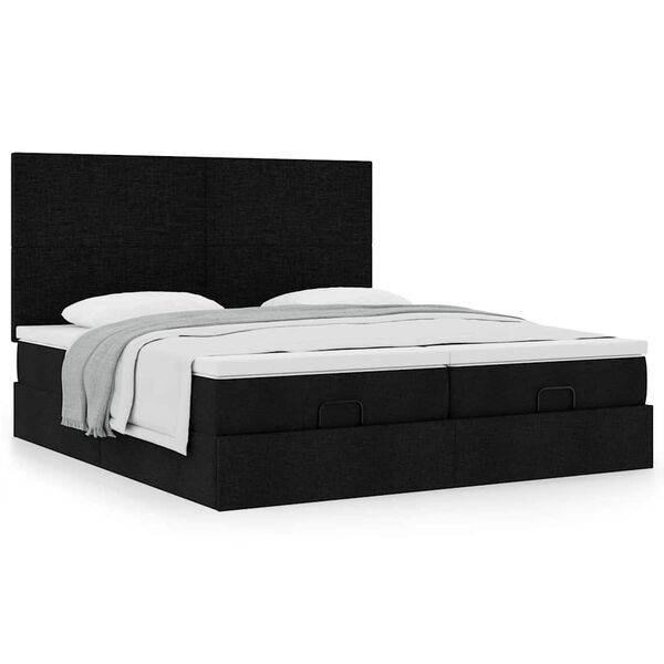 vidaXL Ottoman-Bett mit Matratzen Schwarz 200x200 cm Stoff
