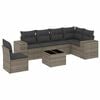 vidaXL 7-tlg. Garten-Sofagarnitur mit Kissen Grau Poly Rattan