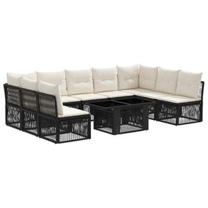 vidaXL Gartensofa-set 10 stk. Schwarz Poly-Rattan