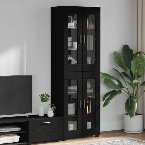 vidaXL Highboard mit Regal Schwarz 60 x 35 x 182 cm Holzwerkstoff