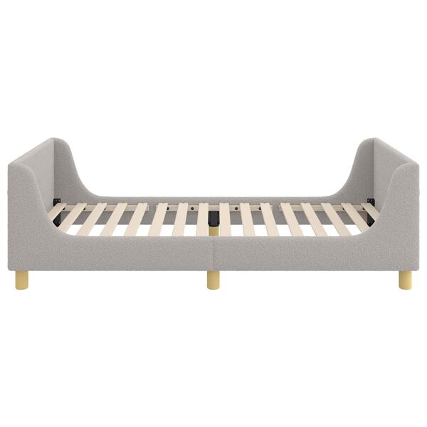 vidaXL Kinderbettgestell mit Kopfteil Hellgrau 90 x 200 cm Schafstoff