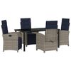 vidaXL Garten Essgruppe mit Kissen 5 pcs Grau Poly-Rattan