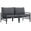 vidaXL Gartenm&ouml;bel mit Kissen 2 St&uuml;ck Anthrazit 80 x 80 x 71 cm Stahl