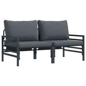 vidaXL Gartenm&ouml;bel mit Kissen 2 St&uuml;ck Anthrazit 80 x 80 x 71 cm Stahl