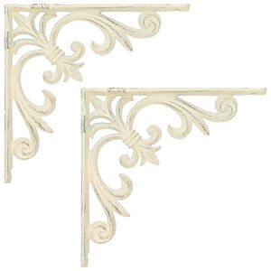 vidaXL Wandregalhalterungen 2 stk. Antik Wei&szlig; 10 x 10 x 2,8 cm Stahl