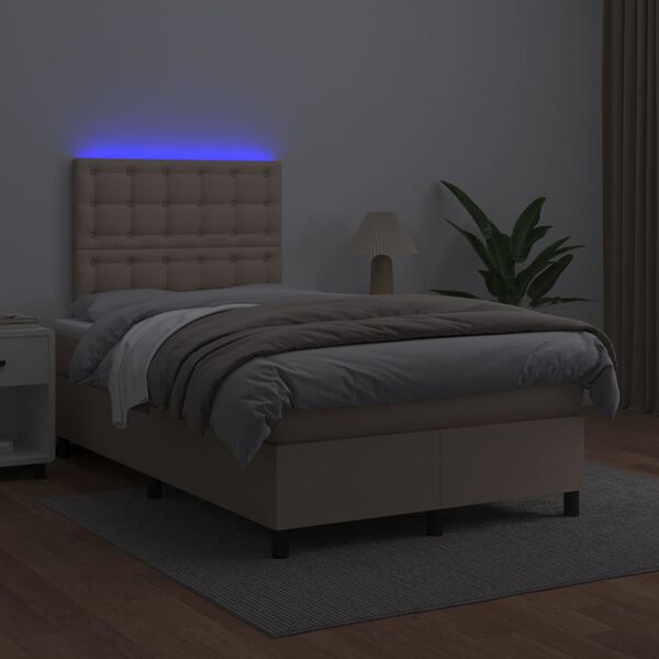 vidaXL Boxspringbett mit Matratze & LED Cappuccino-Braun 120x200cm