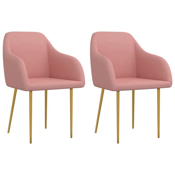 vidaXL Esszimmerst&uuml;hle 2 Stk. Rosa Samt