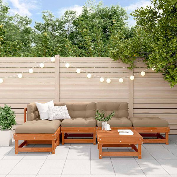 vidaXL Garten-Lounge-Set 6 pcs Wachsbraun Massives Kiefernholz